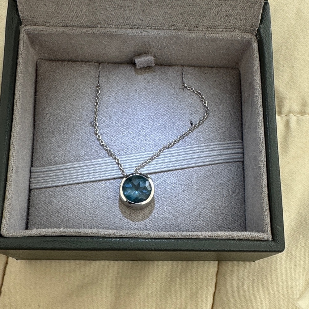 Chic white gold Necklace with london blue topaz Pendant